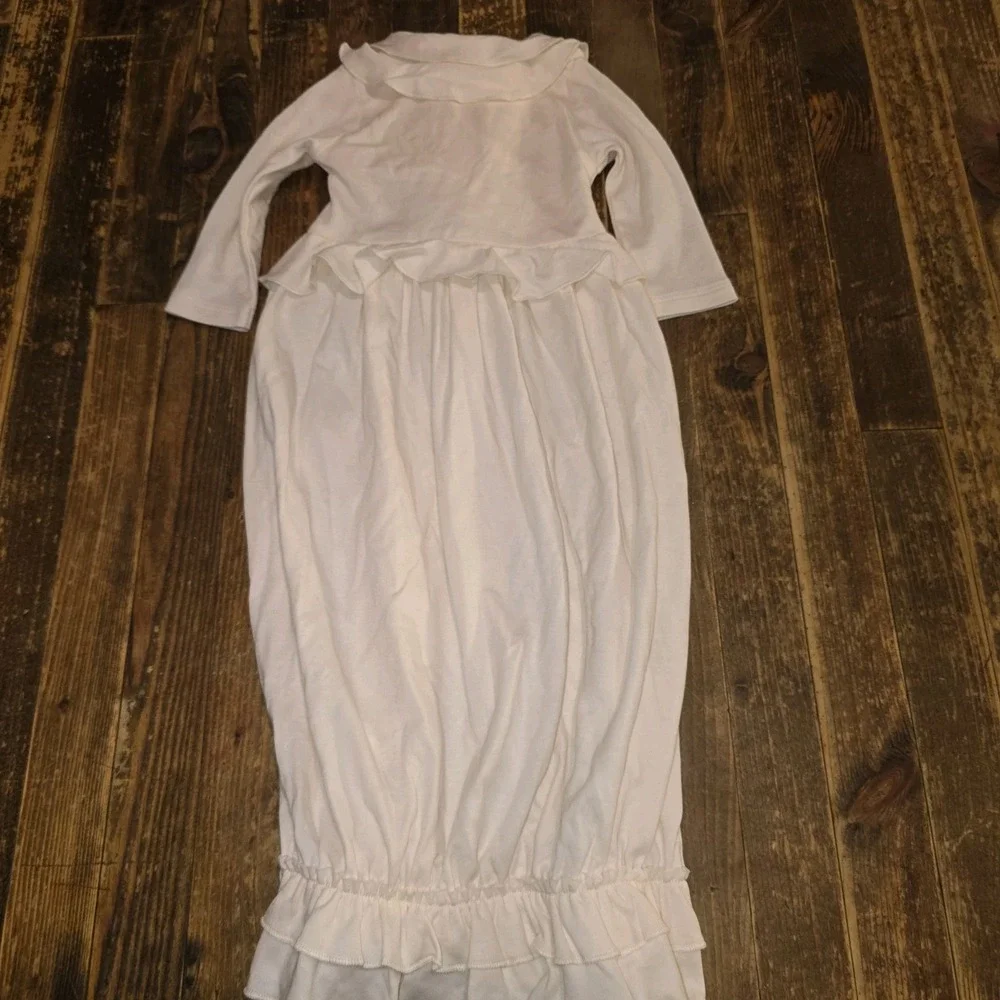 NEW Lemon Loves Layette Gown One-Piece Sz 0-3 Mo Beige Newborn Hospital Outfit